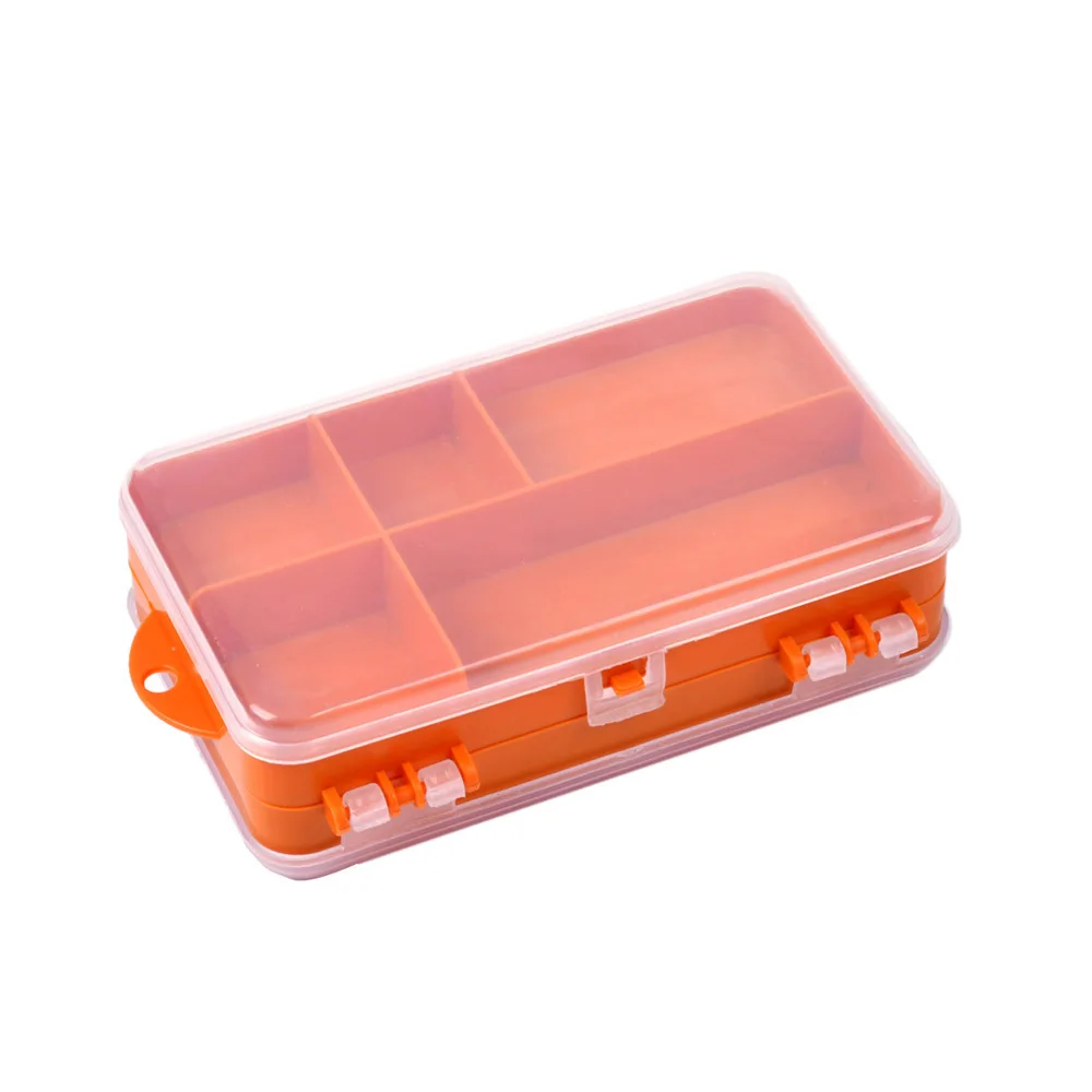 

Double Sided Fishing Bait Tackle Box Transparent Visible Plastic Fishing Lure Hook Accessory Storage Case 9 Compartments