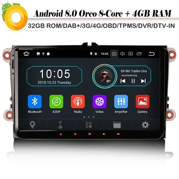 

Car Multimedia player Octa Core Android 8.0 Autoradio Sat Nav DAB+ Radio WiFi 4G GPS USB DVR OBD2 for PASSAT POLO Golf