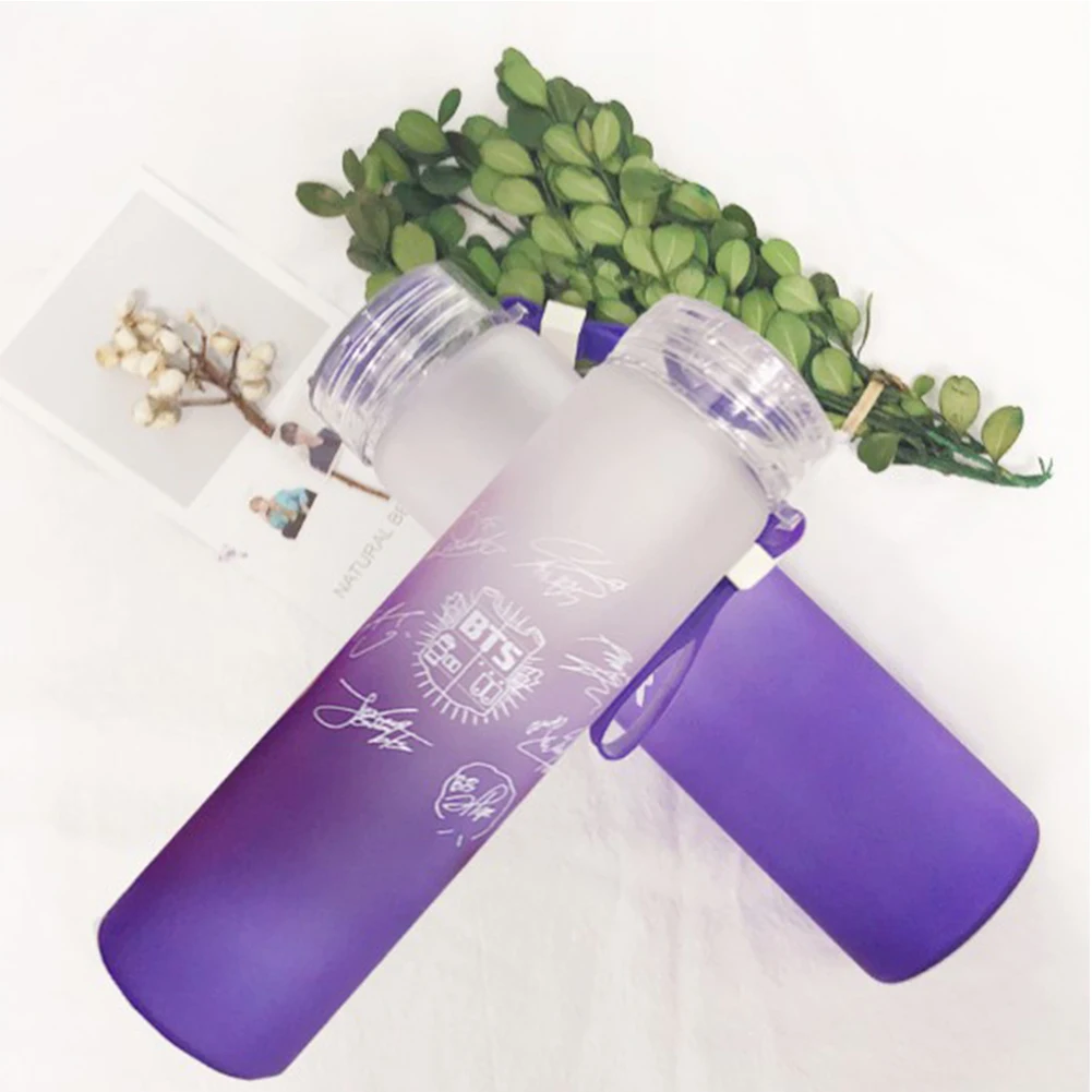 

350ml Frosted Glass Mug Kpop Bts Bangtan Boys Freshness Letter Lemon Water Cup Drink Outdoor Sports Portable Kettle Dropshipping