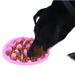 Pet Puppy Dog Cat медленная подача Нескользящие дроссель без глотка Bloat миска для воды подачи блюдо