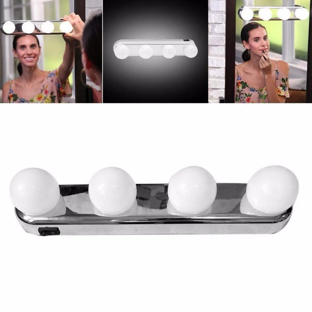 

1 PCS 4 LED Bulbs Make Up Light Super Bright Portable Cosmetic Mirror Light Kit Battery Powered Makeup Light