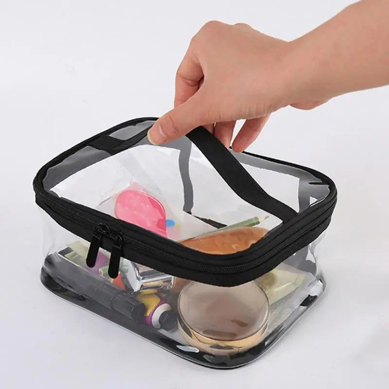 

Waterproof Transparent PVC Bath Cosmetic Bag Women Zipper Makeup Bags Organizer Bath Wash Make Up Toiletry Case