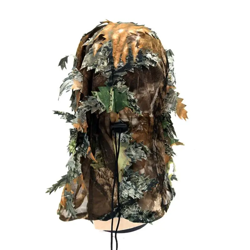 

Promotion 3d Camouflage Thin Breathable Hoods Leaf Stereo Camouflage Hunting Mask Hat Woodland Camouflage 2019 New