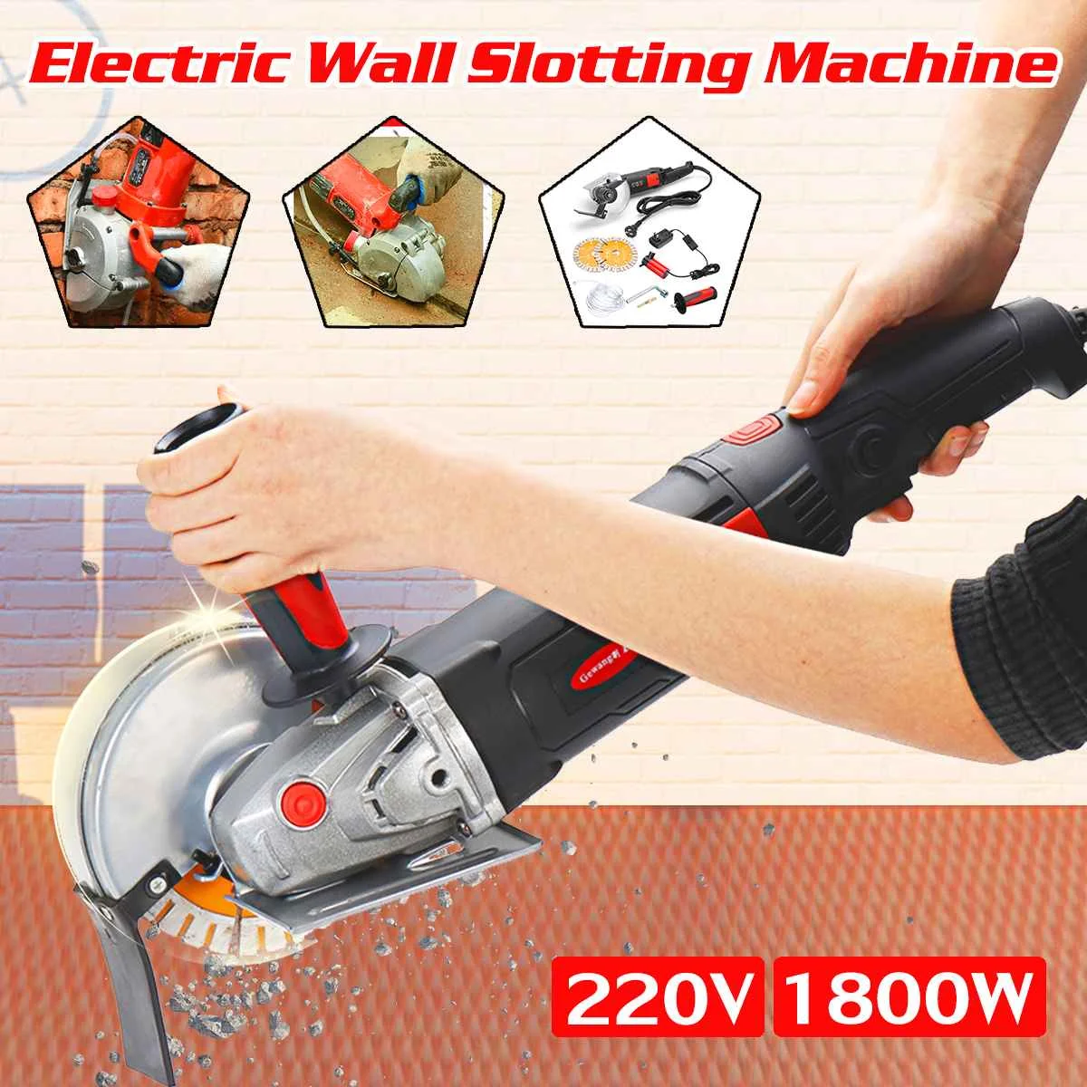 

4000W Electric Wall Slotting Machine AC220V Professional Electric Brick Wall Concrete Stone Cutter Notcher Wall Grooving Tools