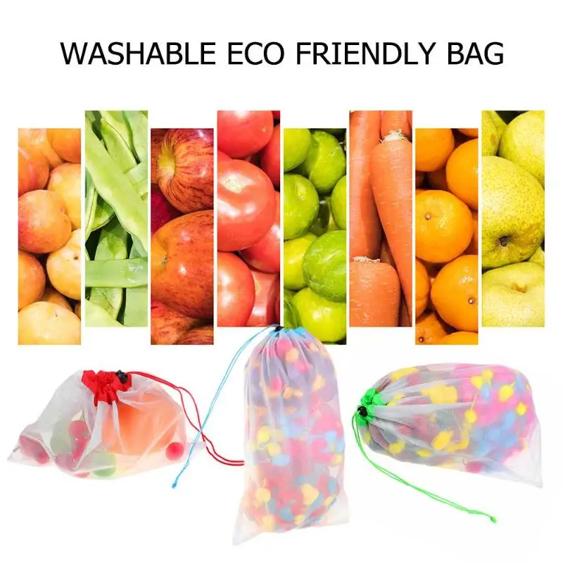 

12 Pcs Reusable Mesh Produce Bags Washable Eco Friendly Bags for Grocery Shopping Storage Fruit Vegetable Toys Sundries Mesh Bag
