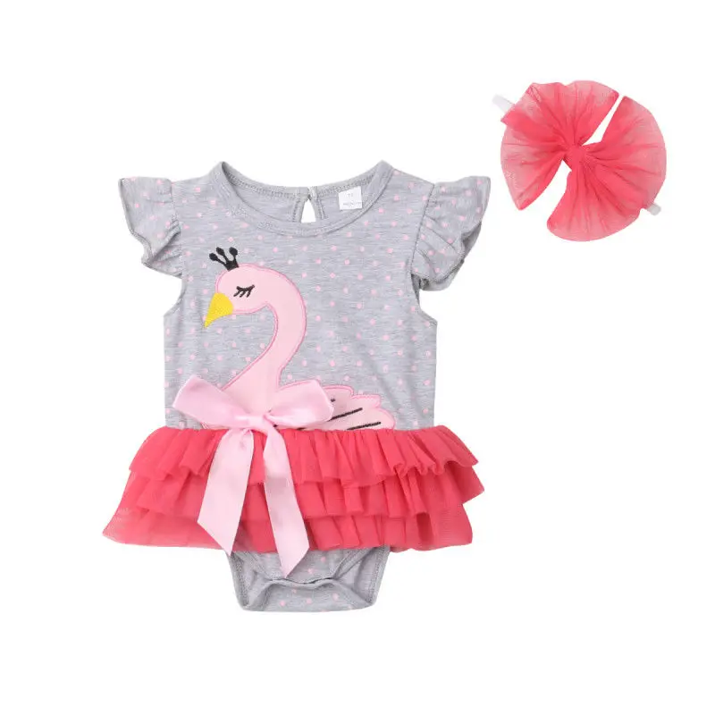 

Newborn Baby Girl Rompers Jumpsuit Cartoon Lace Tutu Romper Dress Lovely Headband Outfits Sunsuit for Toddler Baby Girls