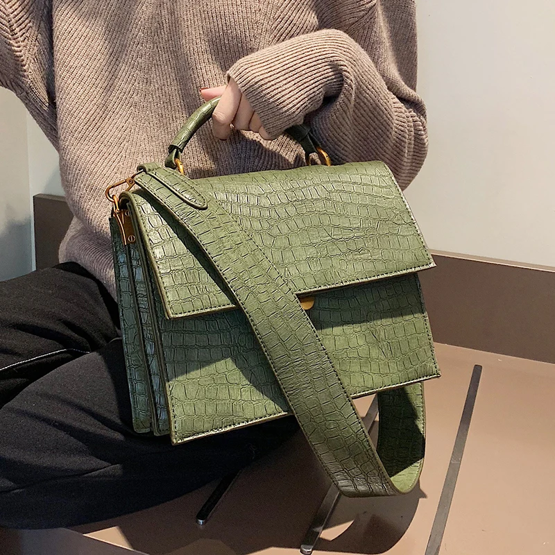 

High Quality Crocodile PU Leather Tote European Vintage Fashion Female Bag Luxury Women Handbag Large Shoulder Bags Designer