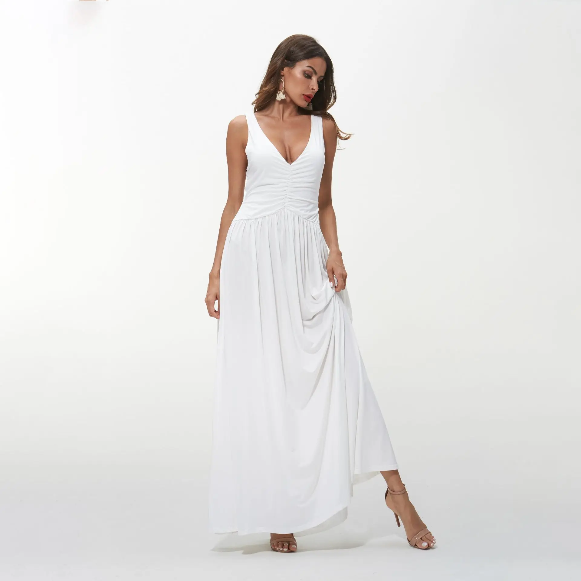 OSULIVAN летнее платье женское винтажное Femme Ete 2019 Vestidos длинное с v образным вырезом