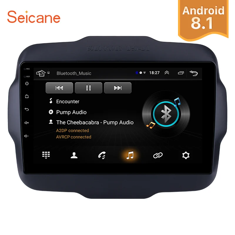 Seicane 9 дюймов 2Din Android 8,1 четырехъядерный автомобильный Радио мультимедийный плеер для Jeep Renegade Bluetooth Wifi gps головное устройство