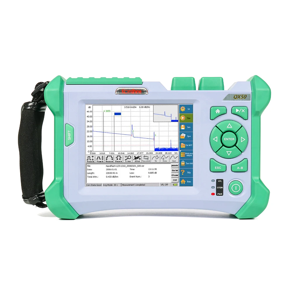 Одномодовый OTDR 1310 нм 32/30дБ Komshine большой динамический диапазон с функцией VFL 10 мВт |