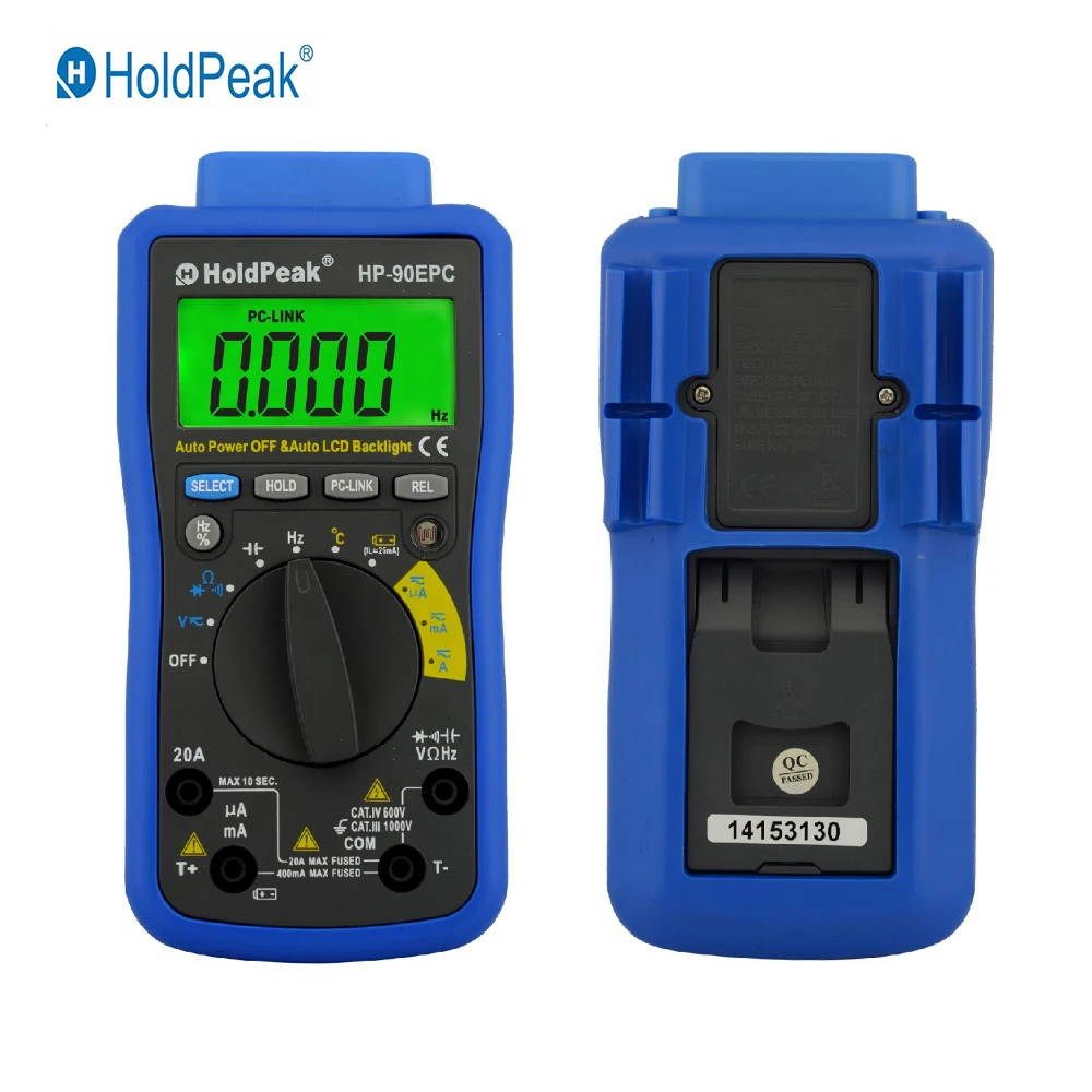 

HoldPeak HP-90EPC Multimeter Digital USB Multimeter Digital Temperature Resistance Current Voltage Capacitance Meter Data Hold