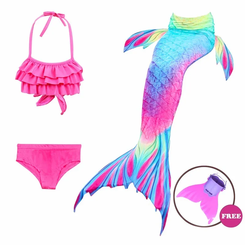 

Kids Mermaid Cosplay Swimsuit with Monofin Girls Swimmable Mermaid Tail Bikini Bathing Suit Swimwear Swimming Costumes with Fin