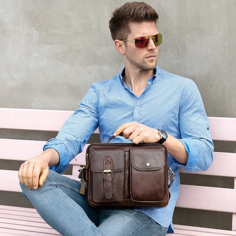 

Men Messenger Bags Luxury Genuine Leather Men Bag Designer High Quality Shoulder Bag Casual Zipper Office Bags For Men Handbag