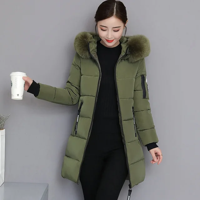 TryEverything Army Green Winter Jacket Women Oversized Long Winter Coat