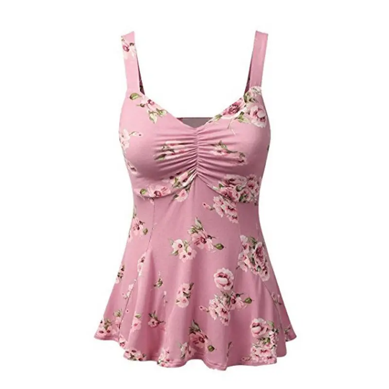 2019 الصيف عارضة بلوزة قمصان بلا أكمام الأزهار فضفاضة زائد حجم قميص قمم Blusas Femininas S-5XL