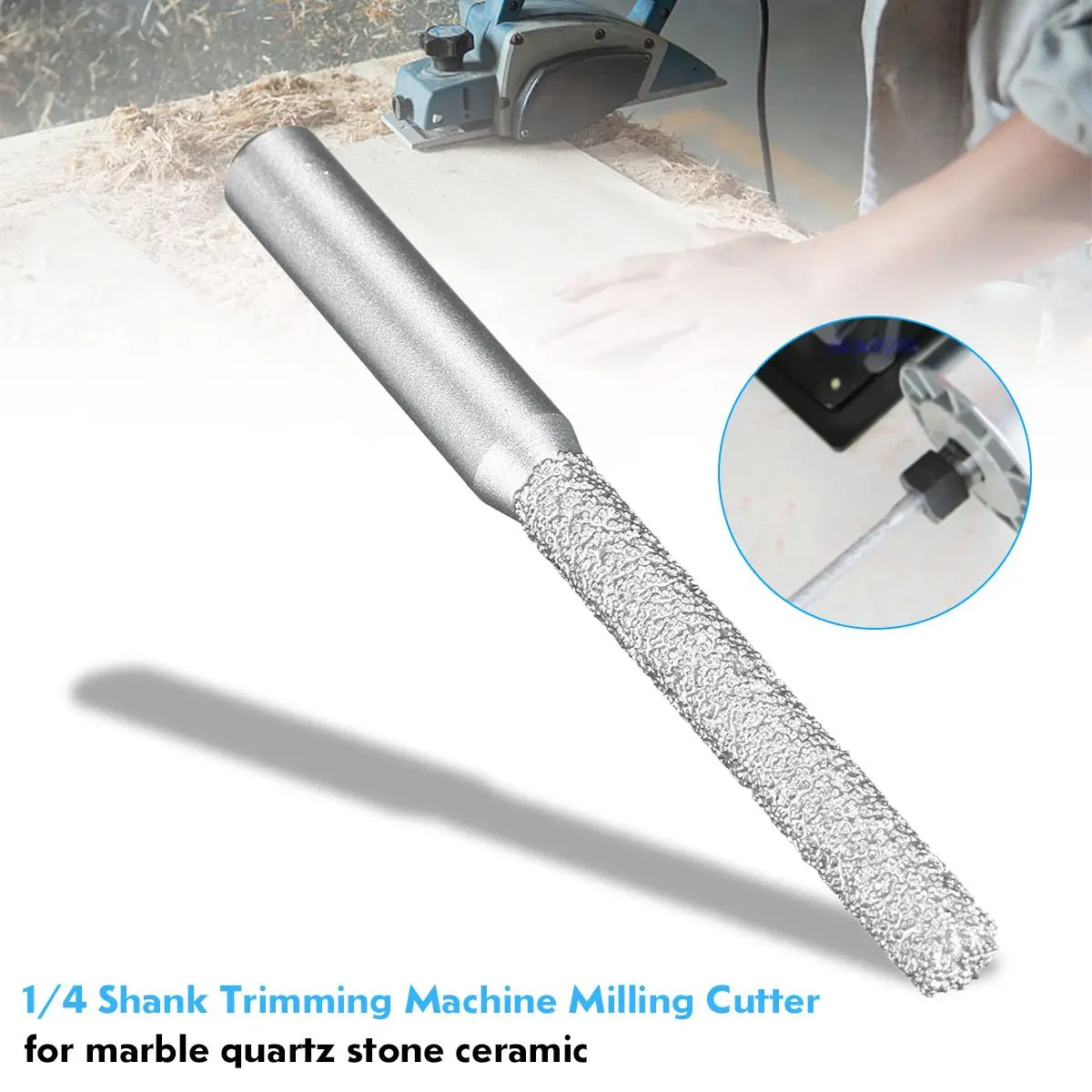 

1/4inch Shank Trimming Machine Milling Cutter Router Bits For Stone Marble Cutting Machine Tools & Accessories Total Length 61mm