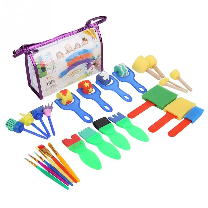 26Pcs Set Kids Painting Brushes Sponge Paint  Brush Toy  