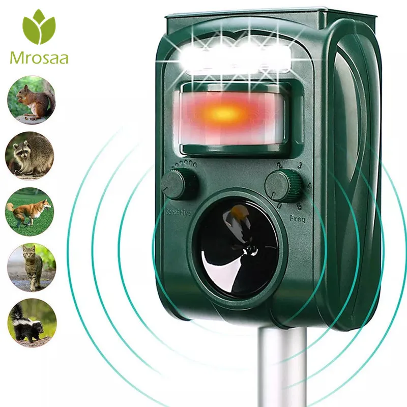 

Garden Solar Powered Ultras onic Outdoor Animal Repeller Motion Sensor Flash Light Dog Cat Raccoon Rabbit Animal Dispeller