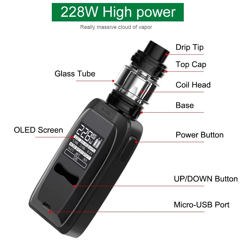 ATVS Blade 228W Vape Mod Electronic Cigarette 0.96*0.96 inch Big OLED Screen Without Dual 18650 Battery 7ml SR11 Glass Tank 25mm ATVS Blade 228W Vape Mod Electronic Cigarette 0.96*0.96 inch Big OLED Screen Without Dual 18650 Battery 7ml SR11 Glass Tank 25mm