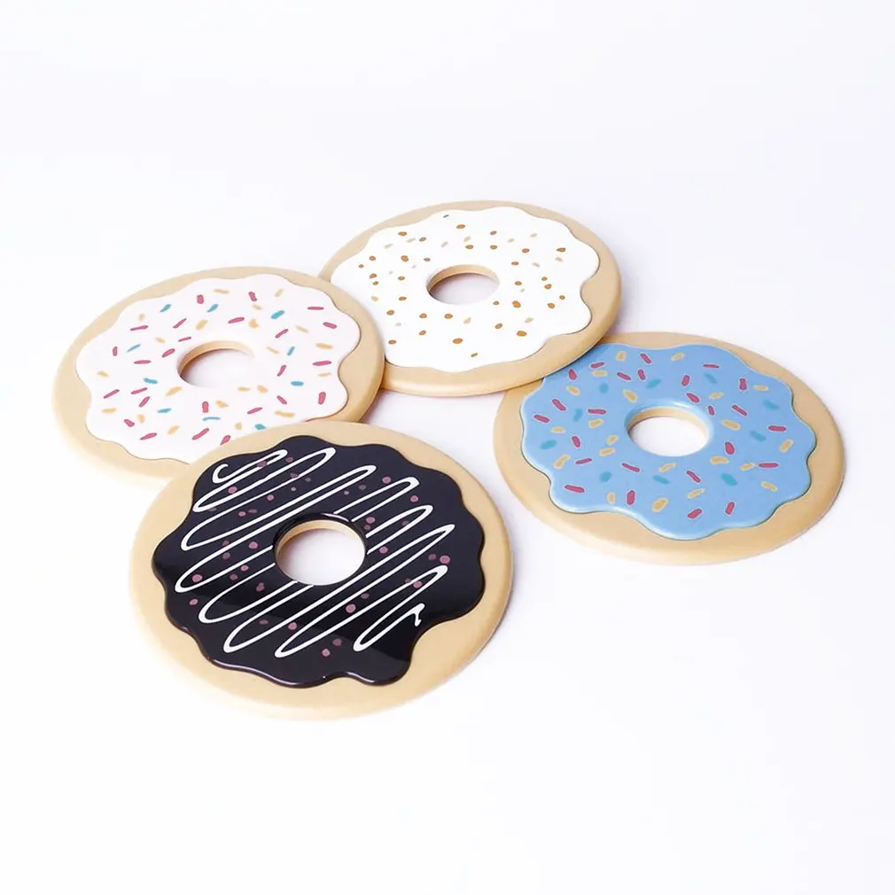 

4PCS/SET Drink Coasters Table Cup Mat Home Decor Doughnut Coffee Drink Cup Placemat Tableware Gadgets