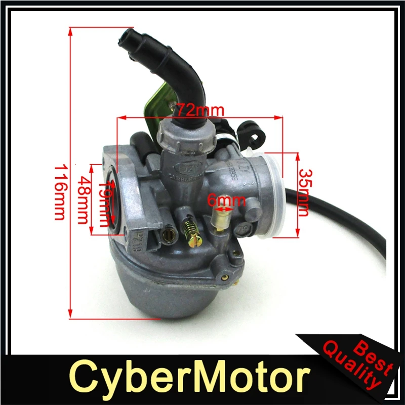 PZ19 Cable Choke Carburetor 19mm Carb 100cc 110cc ATV Quad Dirt Pit Bike Go Kart
