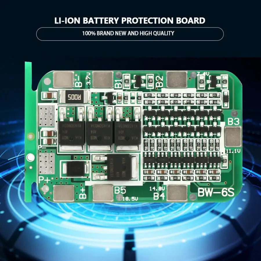 Защитная плата для литий ионных батарей 1 шт. 6S 15A 22 В 24 защитная PCB BMS 18650 li ion Cell