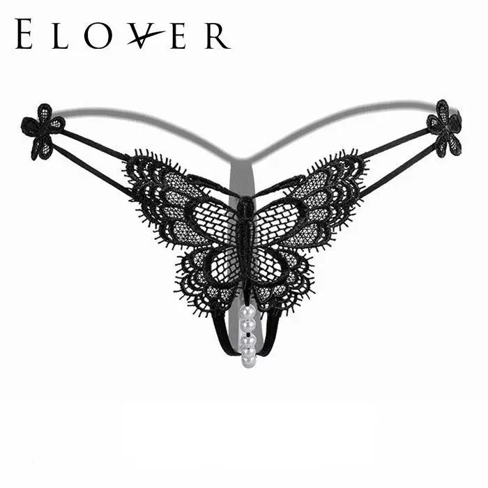 

Women Butterfly Sexy Lingerie Embroidery Open Crotch The packaging fee needs 0.2 yuan Panties Pearl Beading G-string Thong