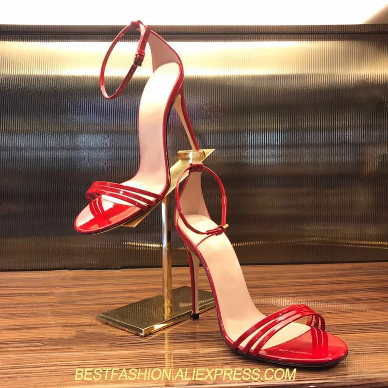 

Extreme High Heel Sandals Women Designer Shoes Women Summer Shoes Patent Leather Sandals Ankle Strap Sexy Wedding Shoes