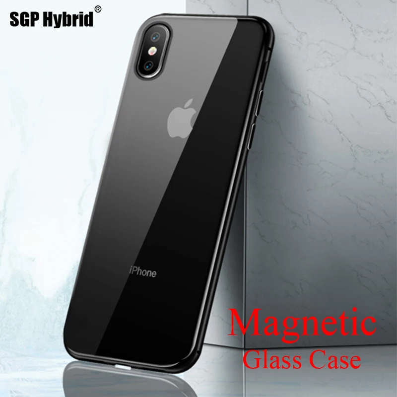 Metal Case for iPhone XR X R S Tempered Glass Case