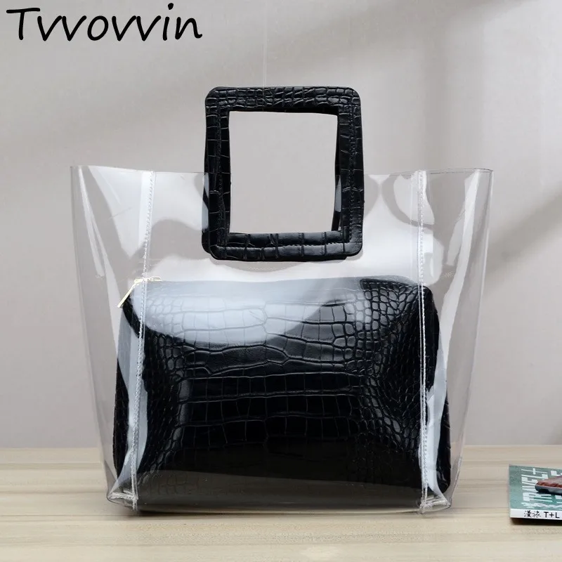

TVVOVVIN Transparent Woman Hit Color PU Package 2019 Summer Autumn New Womens Q737