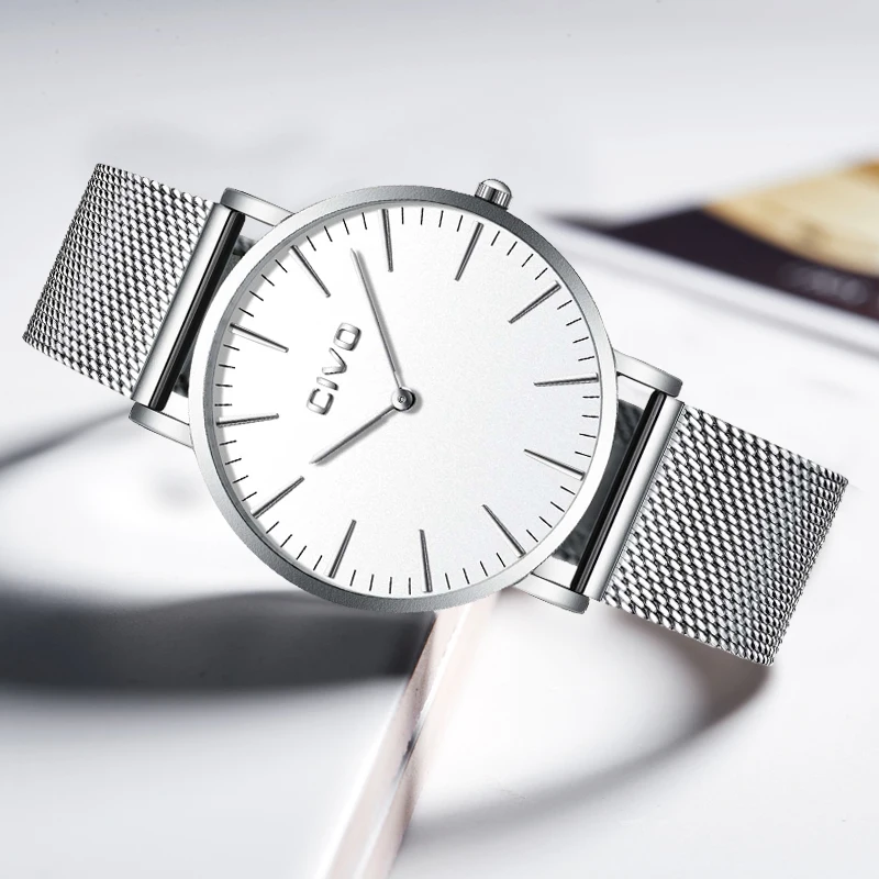 

CIVO Luxury Top Brand Silver Mens Watches Waterproof Stainless Steel Mesh Strap Watch Men Simple Minimalist Wristwatch Clock