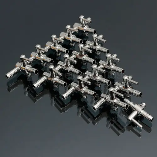 

Aquarium Fish Thread Air Tube Connector Thread Stainless Steel Air Flow Distributor Lever Control Valve 6Pcs