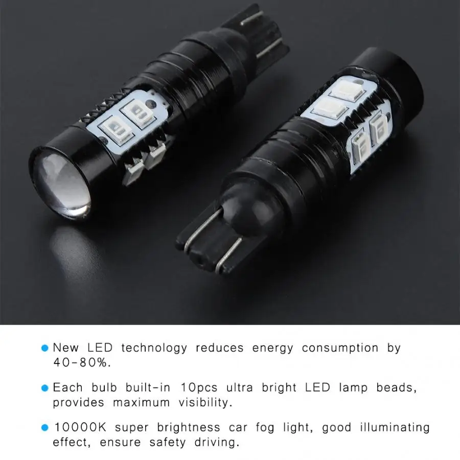 

2Pcs T10 921 50W 10000K Car LED fog Headlight Bulbs Kit Fog Lamp Daytime Running Light Bulb car accessories