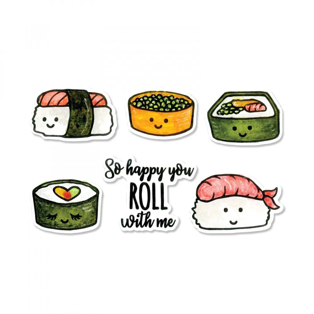 

Sushi Roll Metal Cutting Dies and Clear Stamp DIY Stencil For Scrapbooking Album Photo Paper Cards Crafts Decorative New