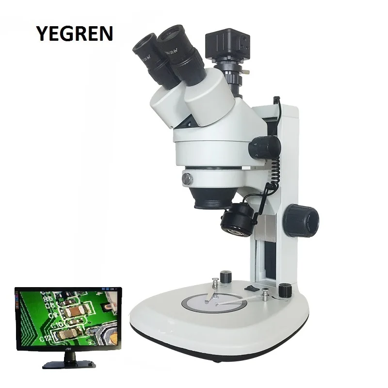 

3.5X-90X Digital Zoom Illuminated Industrial Stereo Microscope Trinocular Top Bottom LED Light 5.0MP USB Camera Simul-focal Not