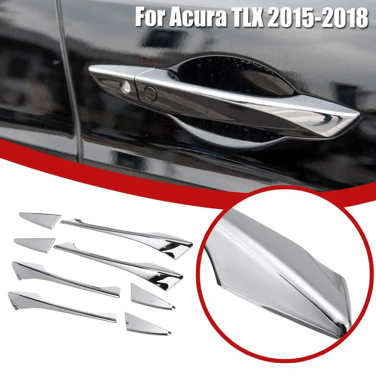 Door Catch Hairline Metal Silver Garnish Molding Cover For ACURA 2015-2017 TLX 