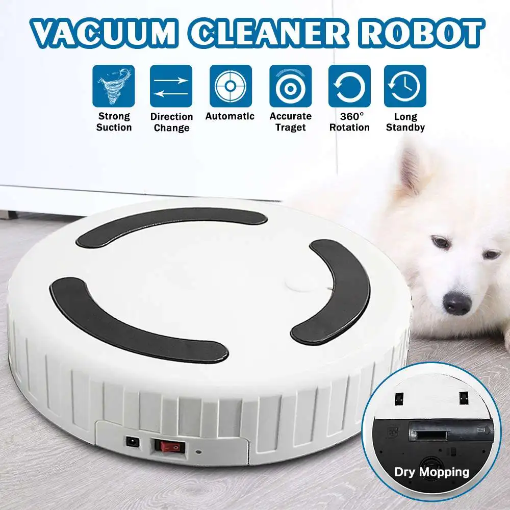 

Rechargeable Clean Automatic Smart Sweeping Robot Floor Dirt Dust Hair - Powerful Vacuum Cleaner Auto Home
