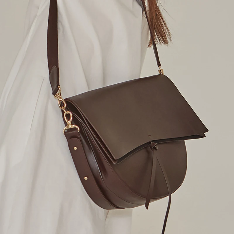

Telastar New Pattern Women Shoulder Bag Fashion Magnetic Buckle Half Moon Crossbody Solid Color Leather Purses And Handbags