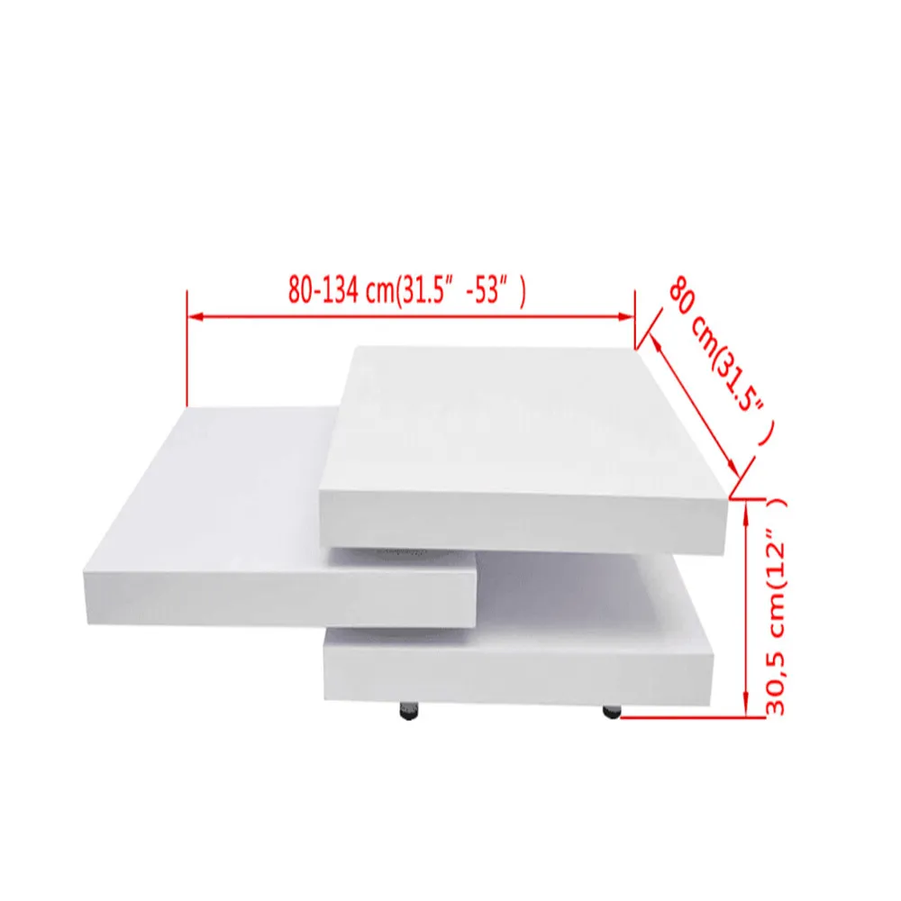 VidaXL Square White Lacquered Coffee Table 3 Tiers High Gloss White MDF Coffee Tables Assembale Living Room Furniture 241077