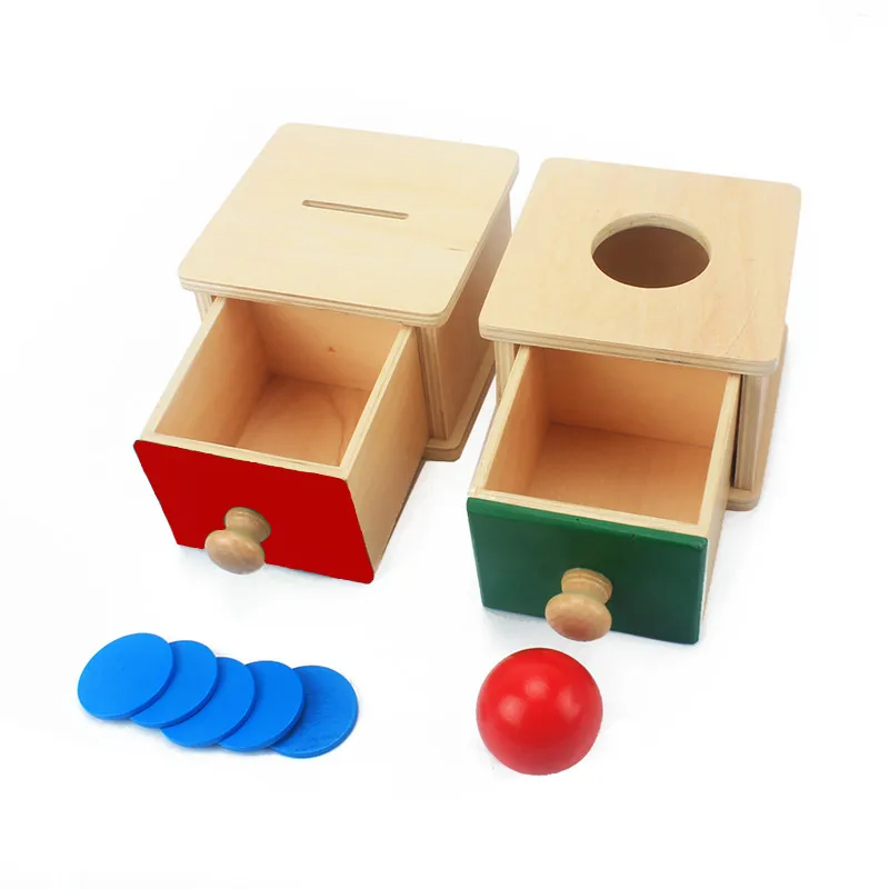 Младенческой и игрушка для малышей Детские деревянная коробка для монет Копилка обучения образовательный Дошкольный обучение красный +