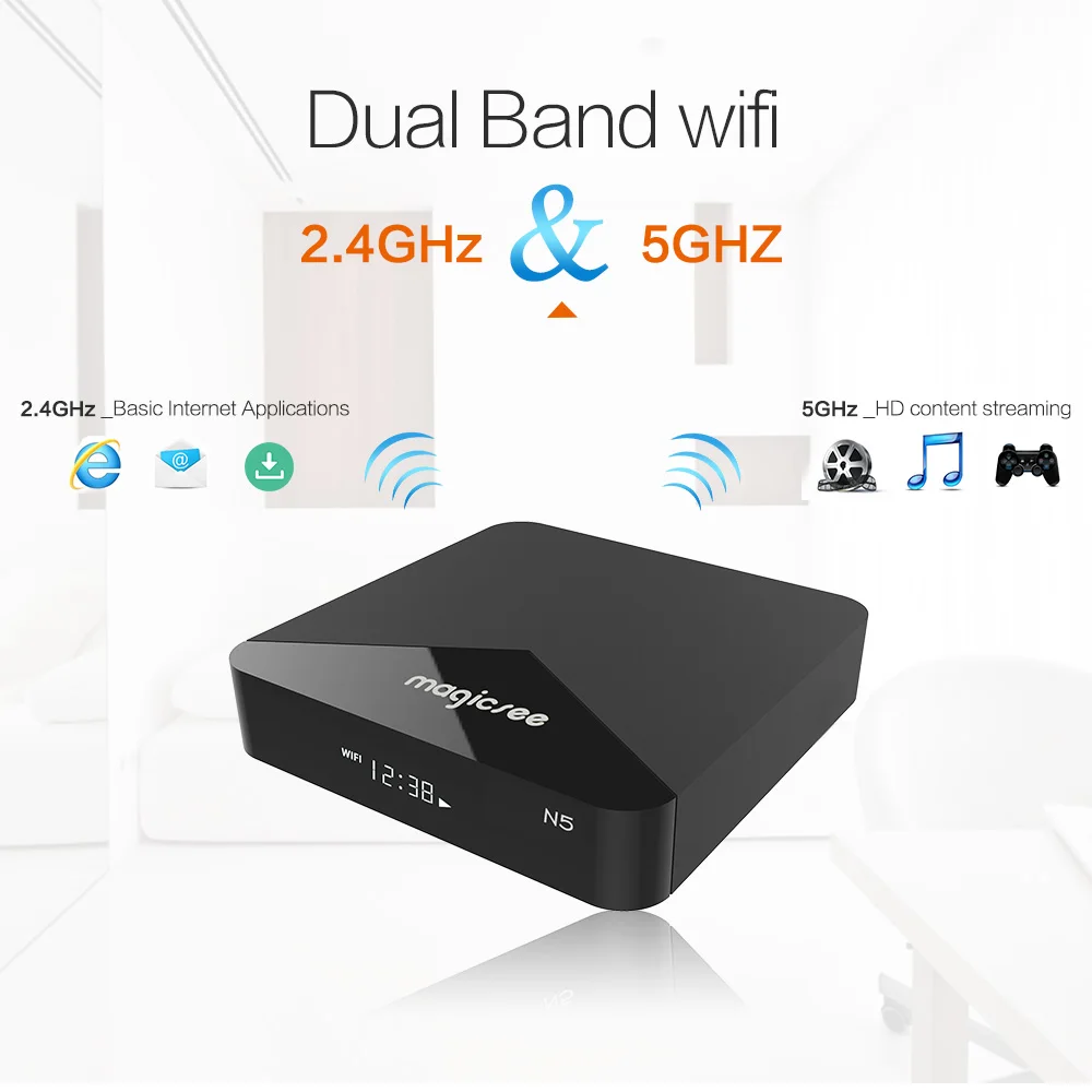  Magicsee N5 Android 7.1 2.4G + 5G Wifi Tv Box Amlogic S905X Quad Core 2G+16G Smart Tv Box With Hd 4