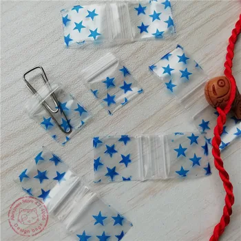 

100Pcs Smallest Baggies 5858 Little Baggies Blue Stars Design Ziplock Baggies Tiny Resealable Plastic Bags