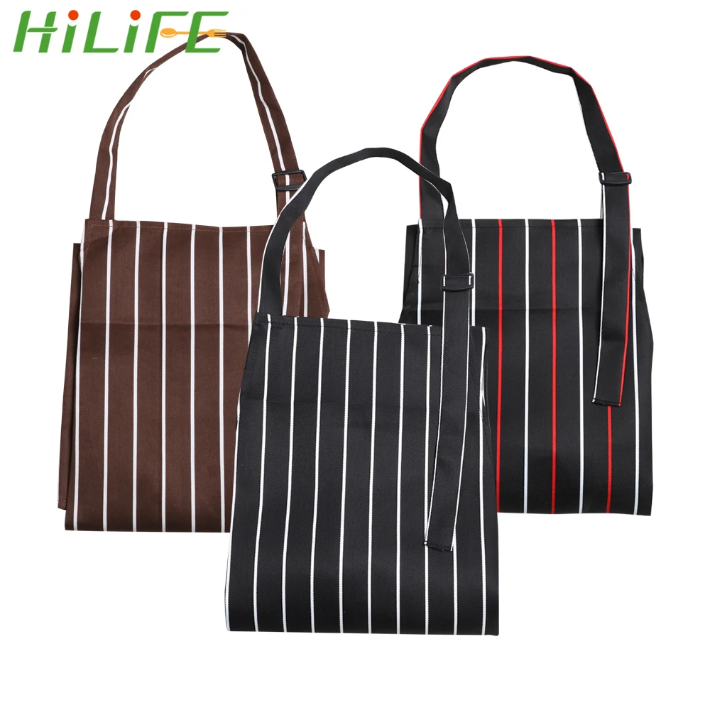 

HILIFE Adjustable Apron For Man Woman Home Kitchen Chef Restaurant Waiter Aprons Cooking Apron With Pockets Black Stripe Bib