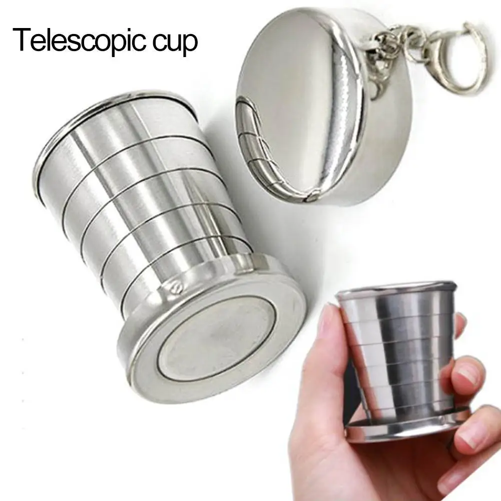 1Pcs Stainless Steel Folding Cup Travel Tool Kit Survival EDC Gear