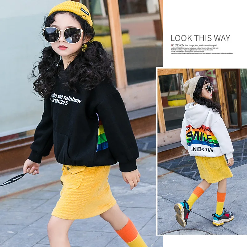 

Girl Increase Thicken New Pattern Korean Children's Garment Child Loose Casual Hoodies Sweatshirts