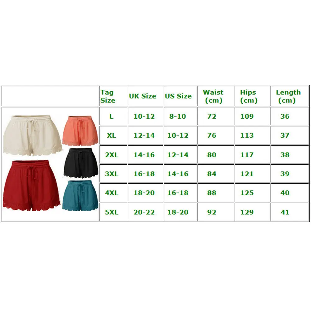 Элегантные летние пляжные женские повседневные шорты эластичные с высокой талией кружевные размера плюс свободные мягкие популярные шорты женские поступления шорты