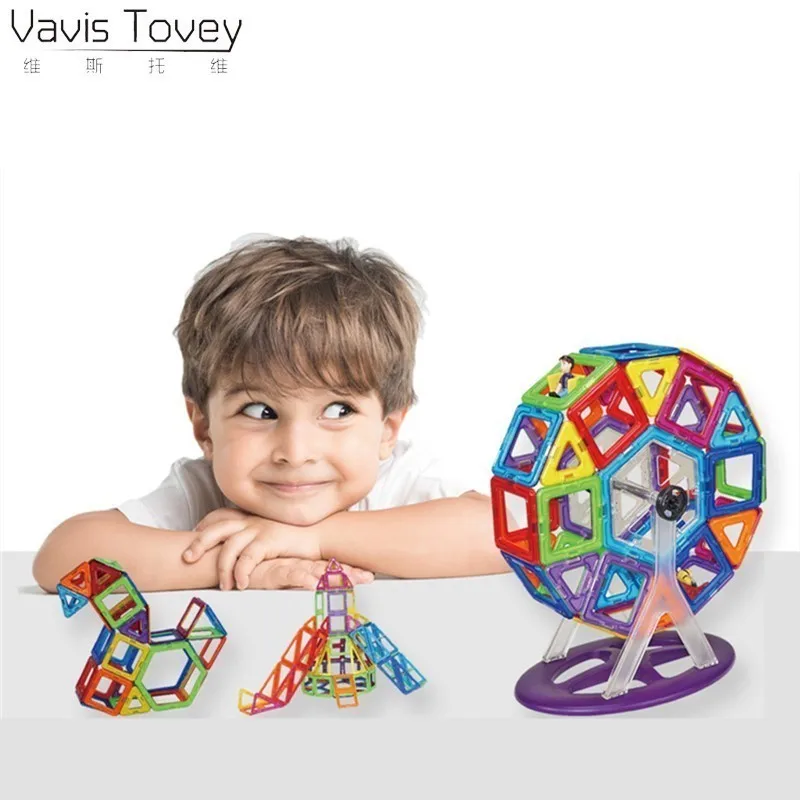 

Vavis Tovey 54pcs Big Building Blocks Triangle Square Brick designer Enlighten Bricks Magnetic Toys Free Stickers Gift
