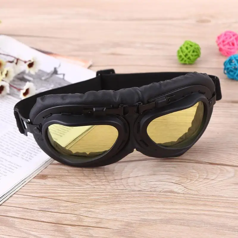 Yellow Motorcycle Glasses UV Protective Sandproof Retro Jet Aviator Pilot Goggles Motor Bike Reflective UV Protection Goggle