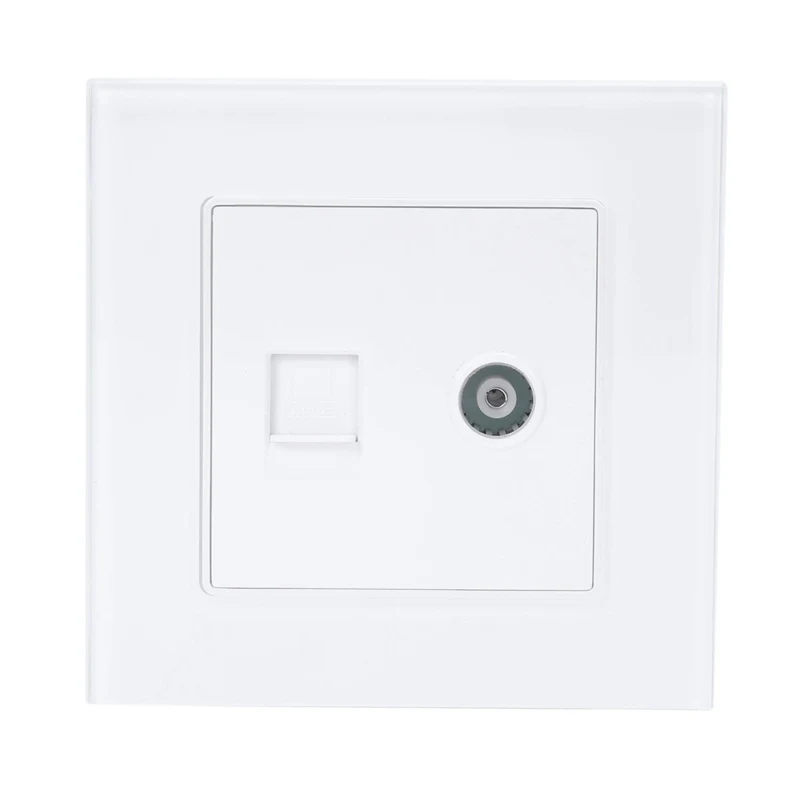 

Glass Panel, 2 Gangs Wall Computer and TV Socket, Without Plug adapter