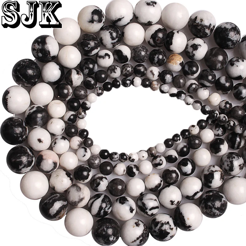 

Beads Natural Zebra Stripe Stone Beads Black and White Zebra Round Loose Beads 6 8 10 12MM DIY Bead For Bracelet Jewelry Making
